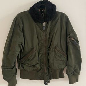 coach army green bomber jacket sz xs